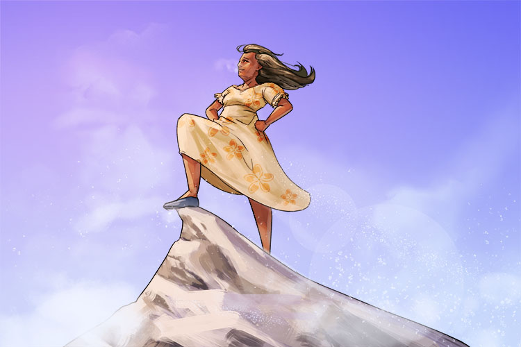 Cima is feminine, so it's la cima. Imagine a lady stood on a mountain's summit